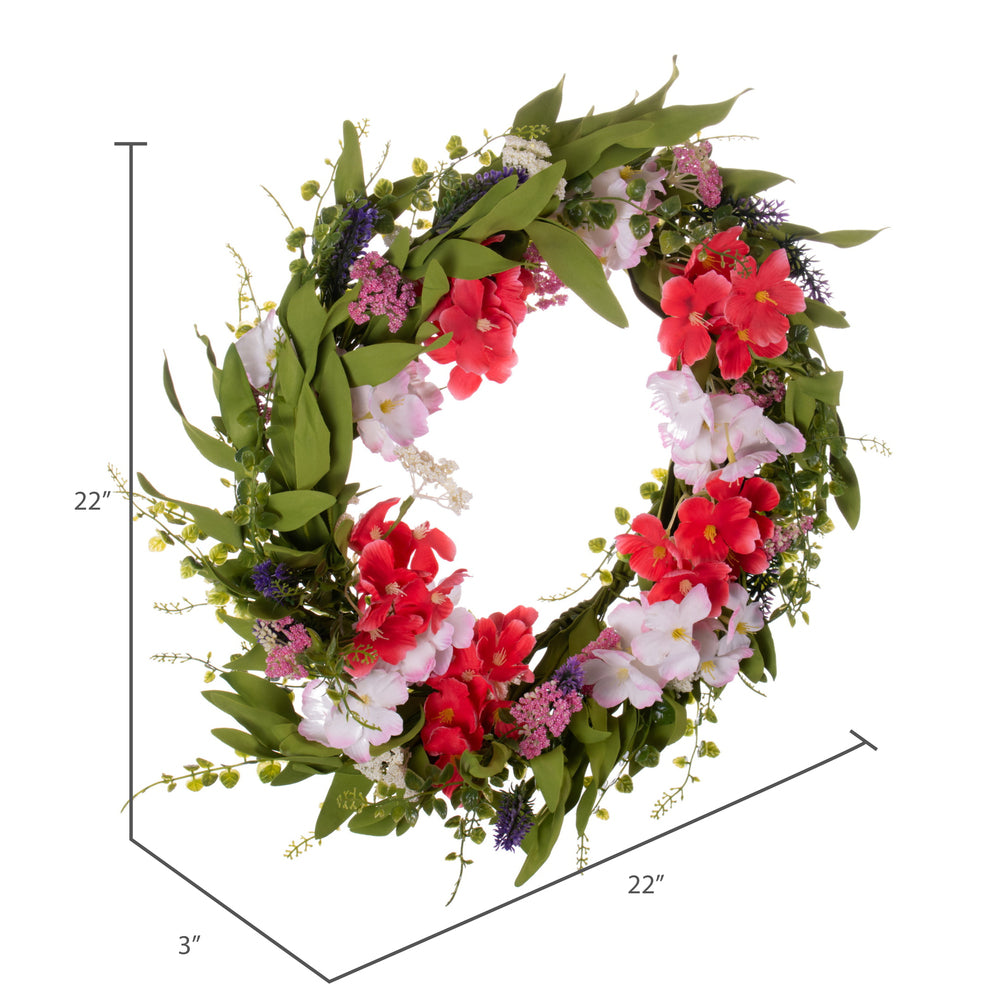 Vickerman 22" Artificial Light Pink and Coral Mixed Floral Wreath