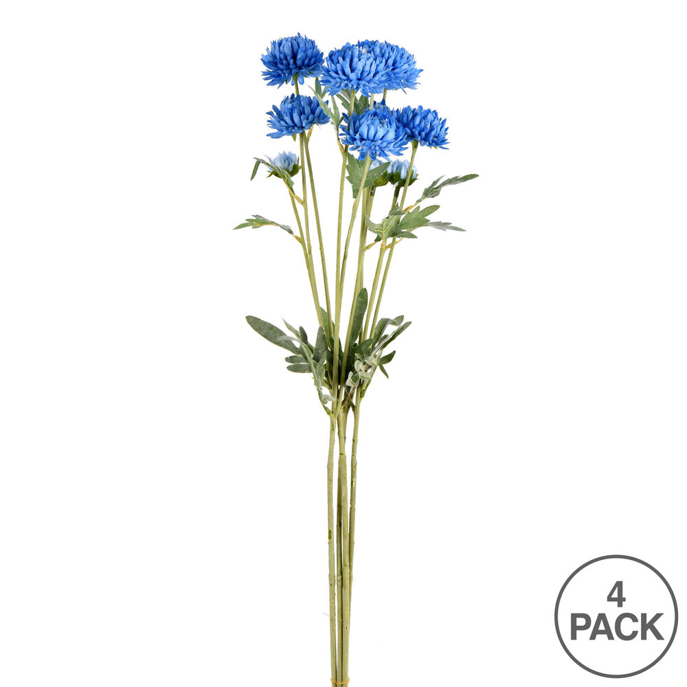 Vickerman 27" Artificial Blue Daisy Spray. Includes 4 sprays per pack.