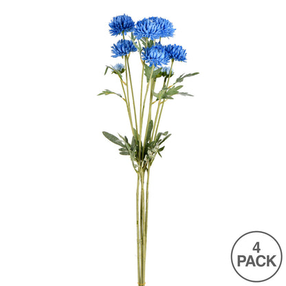 Vickerman 27" Artificial Blue Daisy Spray. Includes 4 sprays per pack.