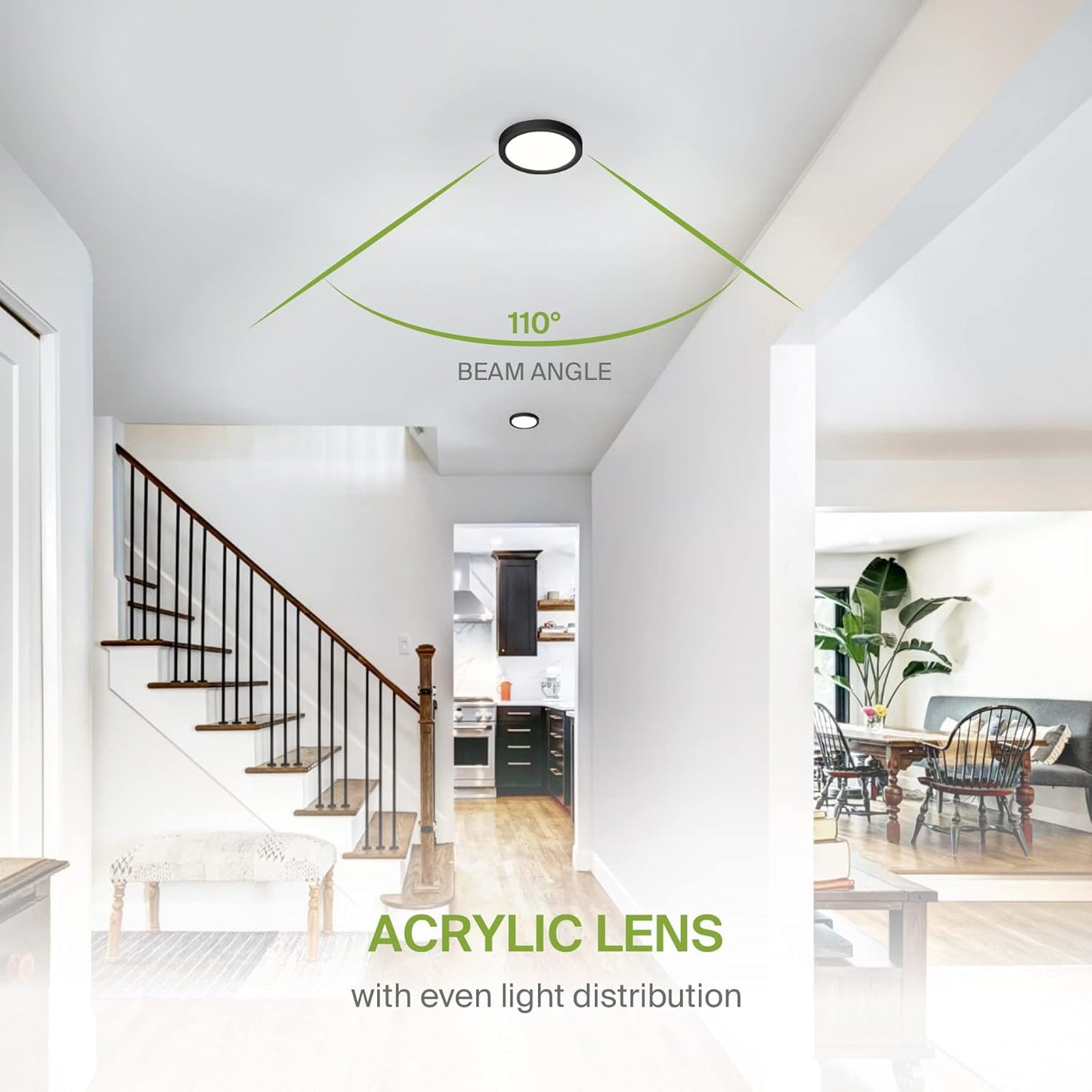 ASD Lighting LED Round Surface Mini Panel 5" 10W 120V CCT Selectable 3000/4000/5000K Dimmable Black ETL Energy Star 6pack