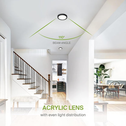 ASD Lighting LED Round Surface Mini Panel 5" 10W 120V CCT Selectable 3000/4000/5000K Dimmable Black ETL Energy Star 6pack