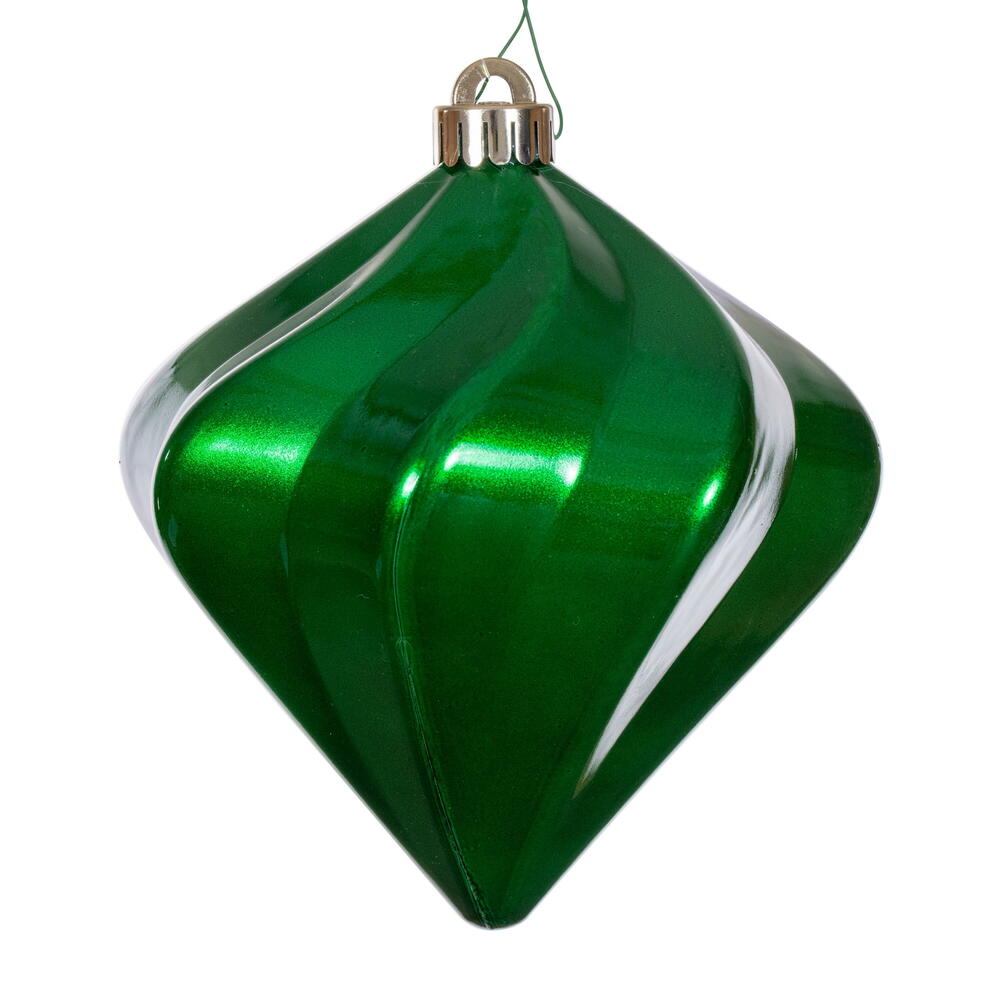 Vickerman 6" Green Swirl Diamond UV Candy Christmas Ornament Set of 3