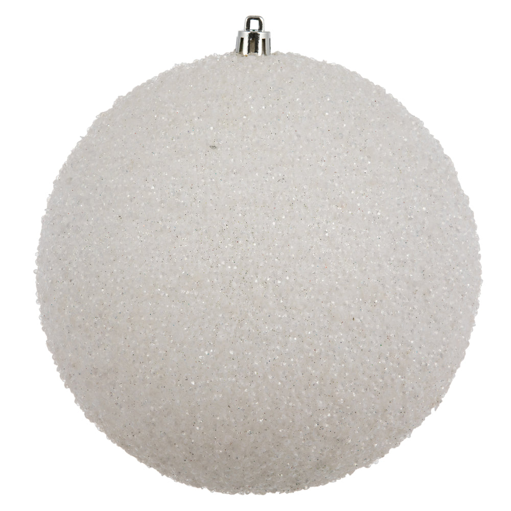 Vickerman 6" White Beaded Ball Ornament 4 per Bag