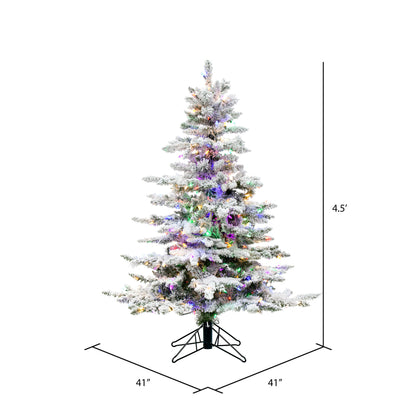 Vickerman 4.5' Flocked Utica Fir Artificial Christmas Tree Multi-Colored LED Lights