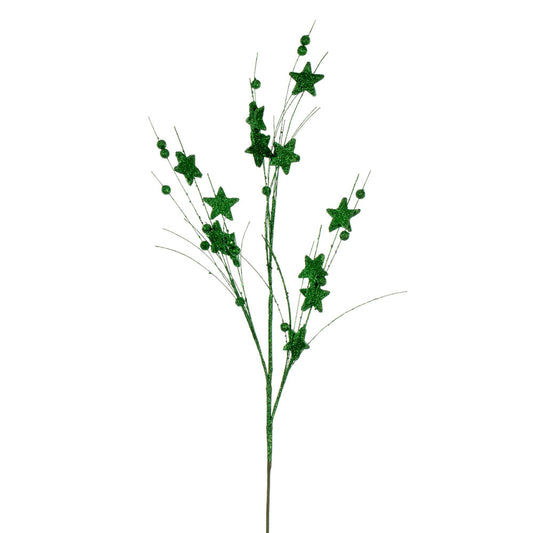 Vickerman 33" Green Star and Ball Glitter Spray 6 per bag.