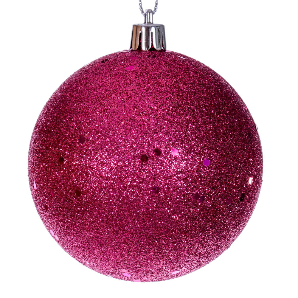 Vickerman 3" Hot Pink 4-Finish Ball Ornament Set 16 per box.