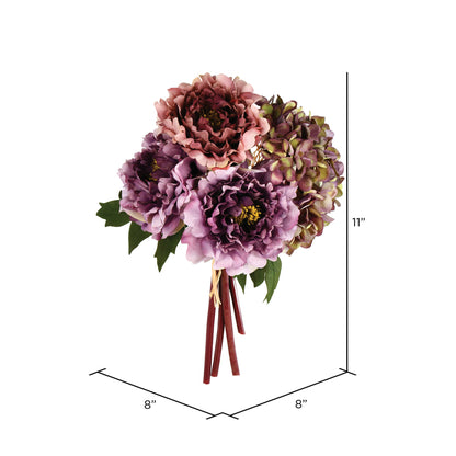 Vickerman 11" Artificial Purple Hydangea Peony Bouquet.