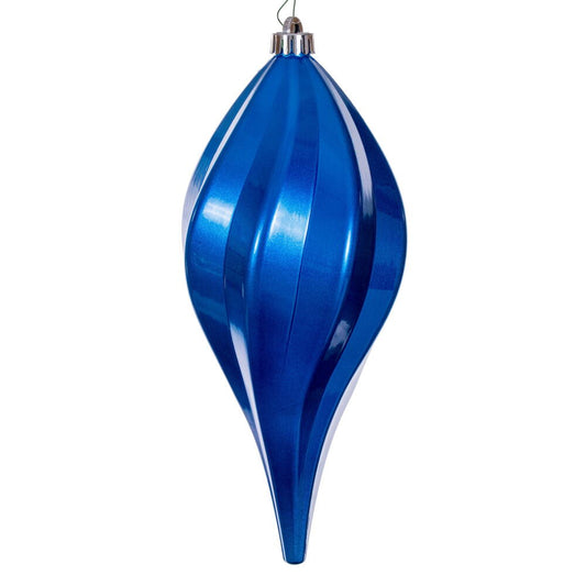 Vickerman 12" Blue UV Candy Swirl Drop Christmas Ornament