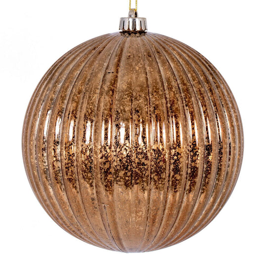 Vickerman 4" Mocha Shiny Lined Mercury Ball Ornament 6 per bag.