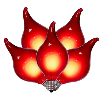 Vickerman 5 Red LED G45 Glass Flame Tip Replacement Bulbs. E12 Base. Indoor/Outdoor Use. 120V, 0.6W