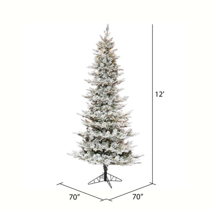 Vickerman 12' x 70" Flocked Kiana Artificial Christmas Tree with Warm White LED Lights