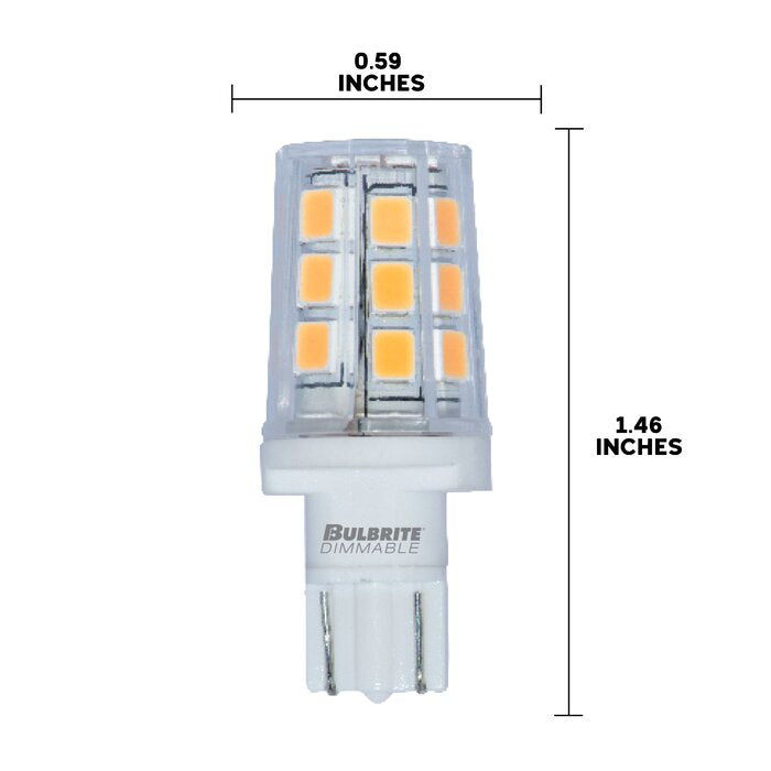 BULBRITE LED T3 WEDGE (WEDGE) 2.5W DIMMABLE LIGHT BULB 3000K/SOFT WHITE 15W INCANDESCENT EQUIVALENT 2PK (770583)