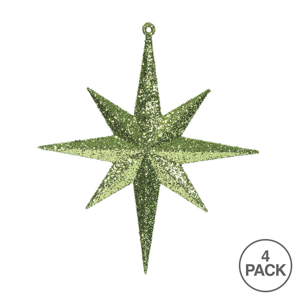 Vickerman 8" Lime Iridescent Glitter Bethlehem Star Christmas Ornament 4 per Box