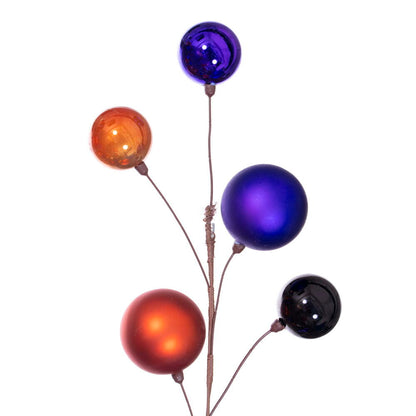 Vickerman 10' Purple Orange And Black Assorted Finish Branch Ball Ornament Garland.