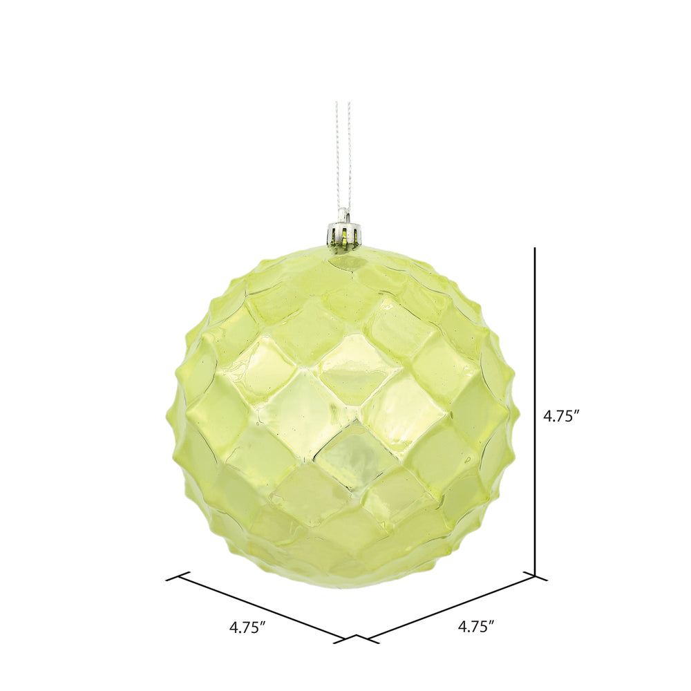 Vickerman 4.75" Lime Shiny Diamond Bauble Ornament 4 per Bag