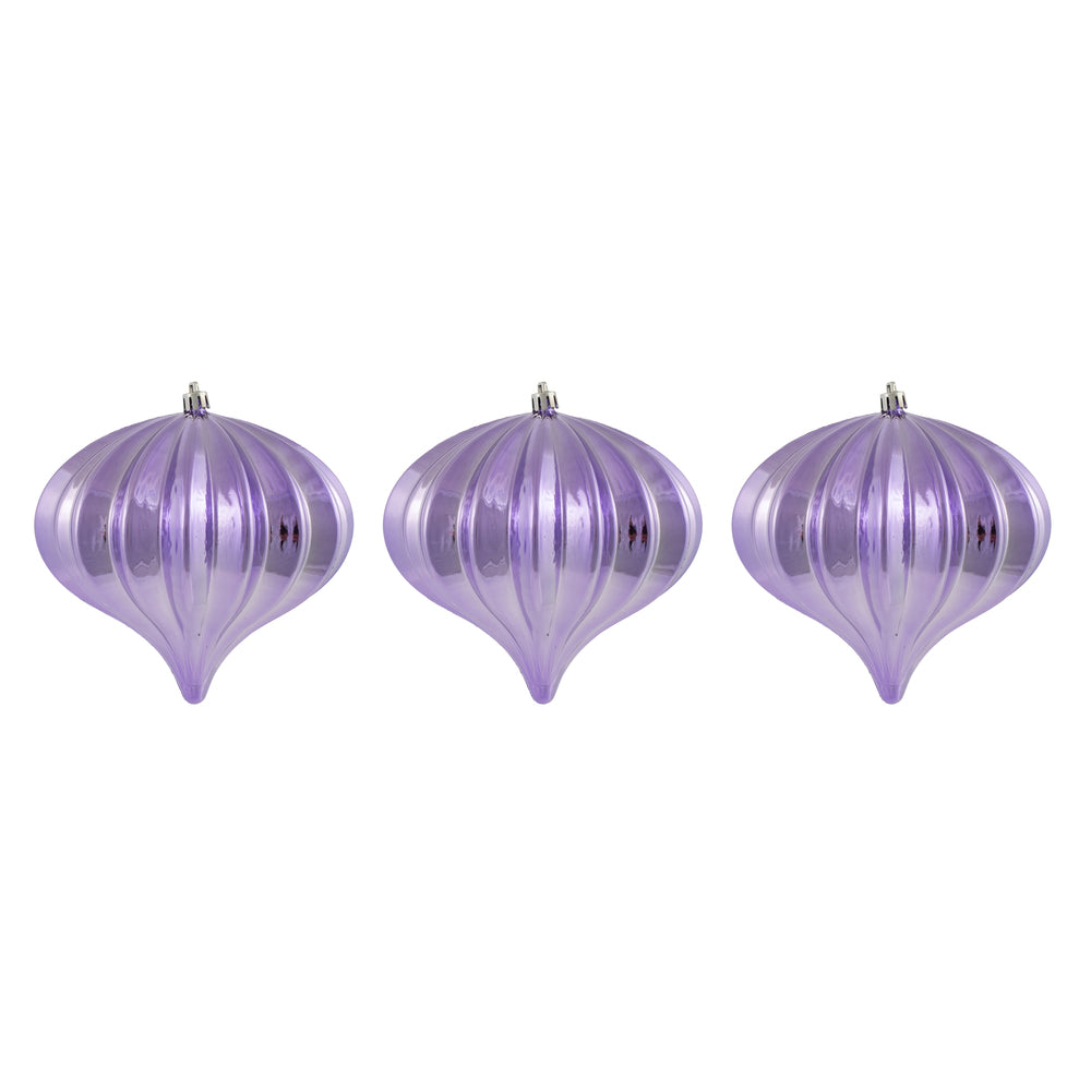 Vickerman 5.7" Lavender Shiny Onion Christmas Ornament UV Treated with Drilled and Wired Cap 3 per bag