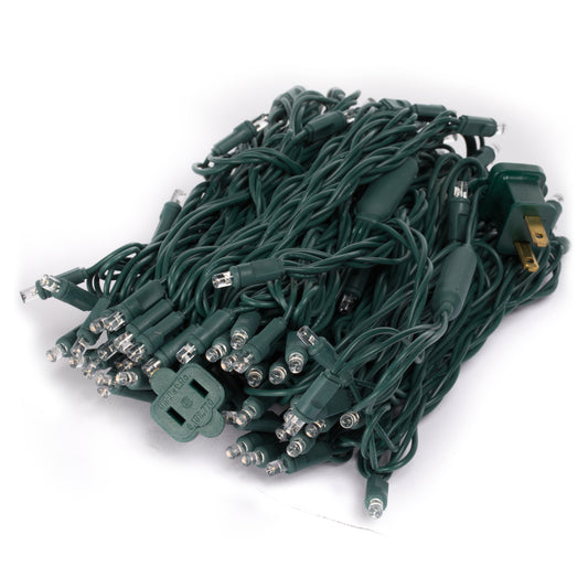 Vickerman 100 Warm White Wide Angle LED Light on Green Wire 50' Christmas Single Mold Light Strand