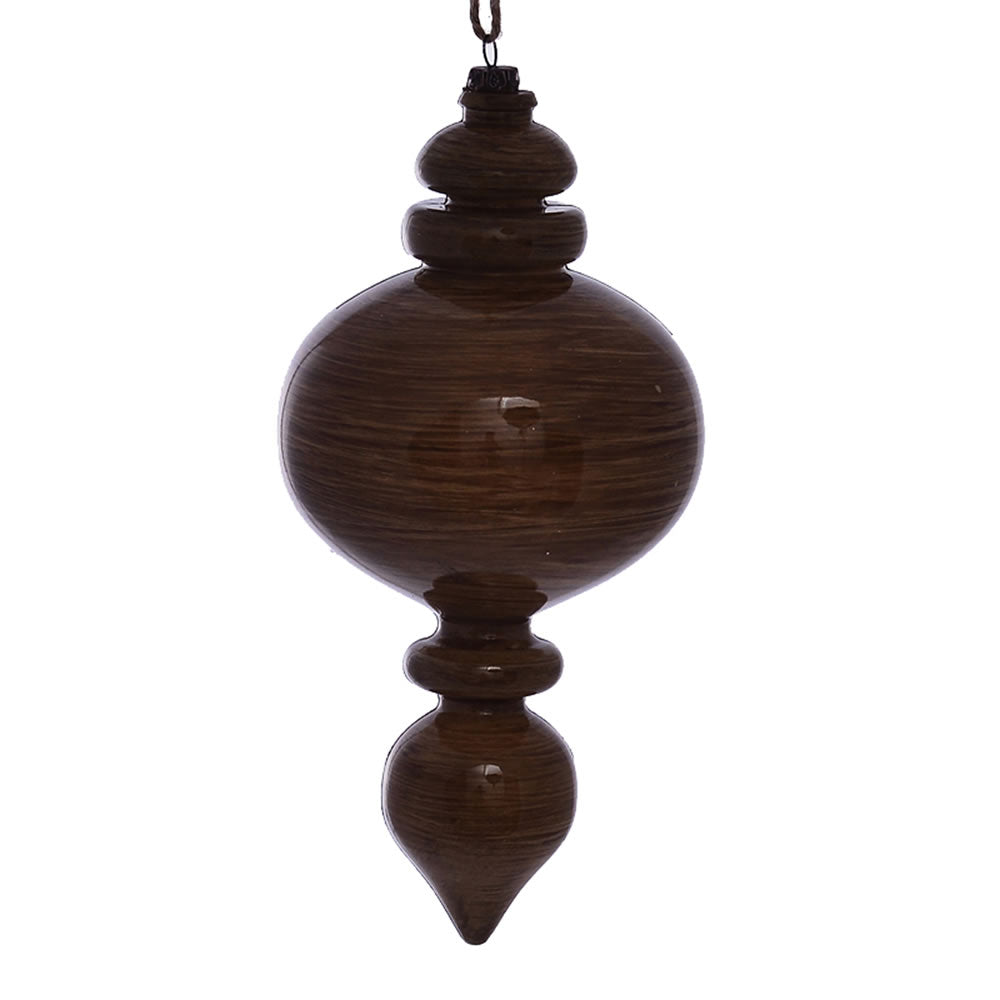 Vickerman 9" Brown Wood Grain Rounded Finial Ornament Pack of 3