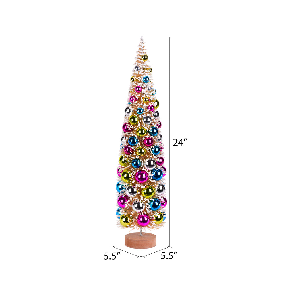 Vickerman 24" Vintage Tabletop Frosted Gold Artificial Tree Multi-colored Ornament