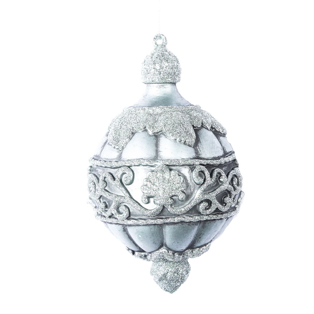 Vickerman 6.5" Limestone Antique Leaf Scroll Drop Christmas Ornament Pack of 3