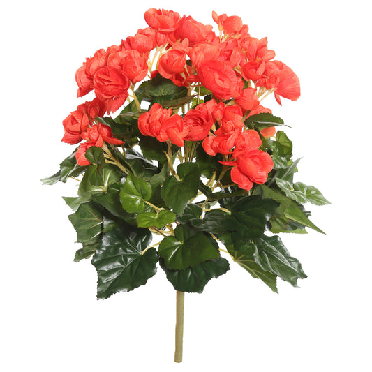 Vickerman 15.25" Artificial Orange Polyester Begonia Bush.