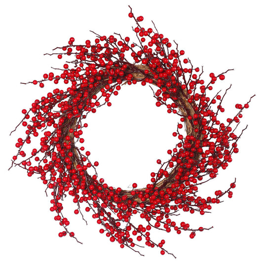 Vickerman 26" Red Wild Outdoor Berry Artificial Christmas Wreath Unlit