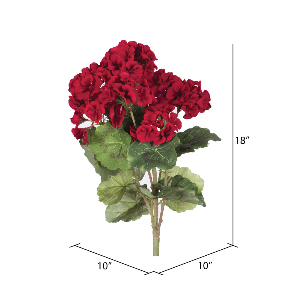 Vickerman 18" Artificial Red Geranium Bush 4 per Pack.