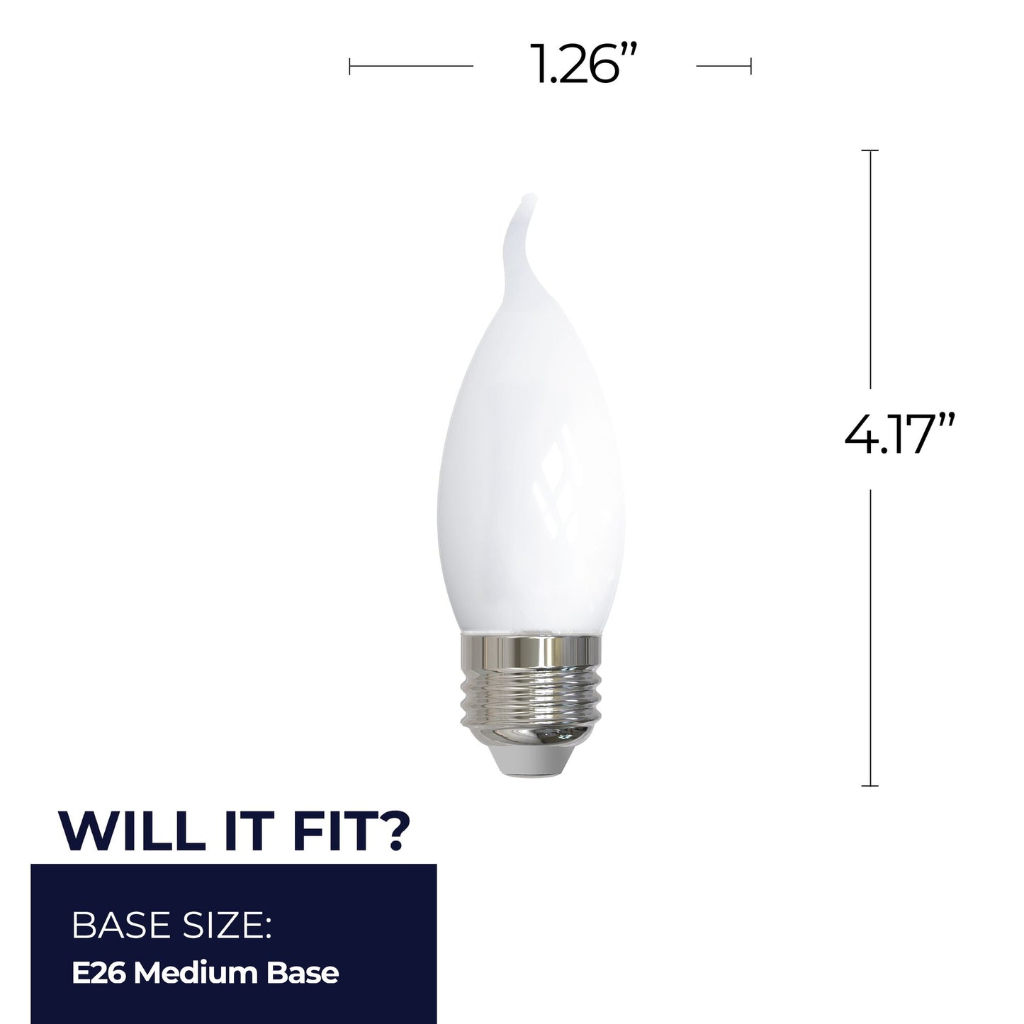 Bulbrite 862085 LED Filament Pack of (4) 5 Watt Dimmable CA10 Light Bulb with Milky Glass Finish and Medium (E26) Base - 3000K (Soft White Light), 500 Lumens