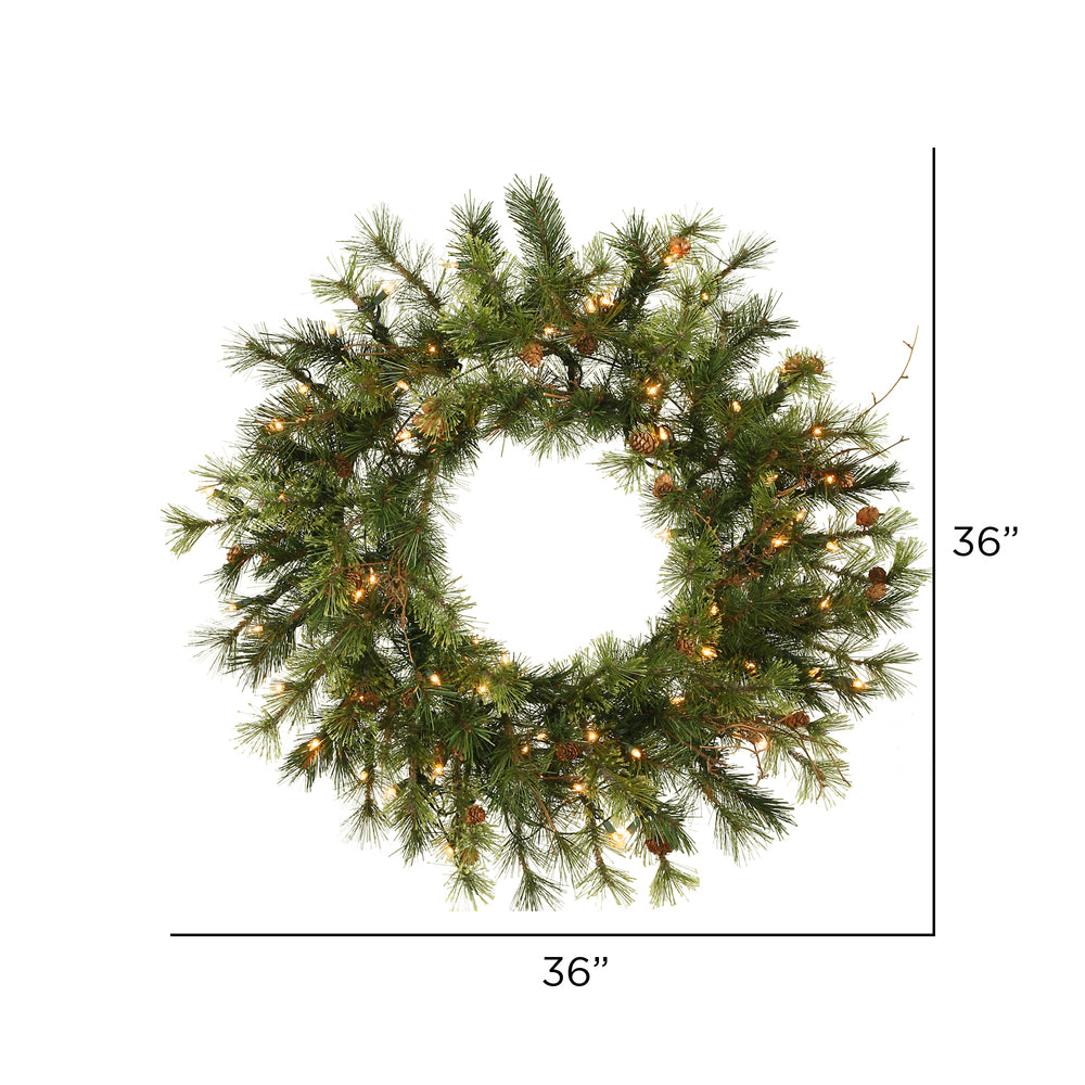 Vickerman 36" Mixed Country Pine Artificial Christmas Wreath Warm White Dura-lit LED Lights