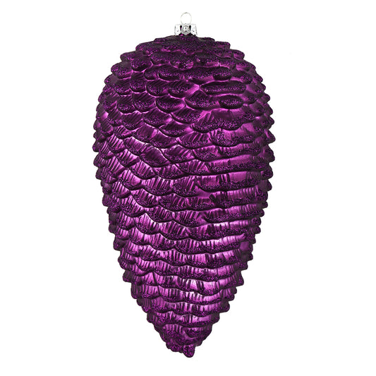 Vickerman 10" Plum Matte Glitter Pinecone Christmas Ornament Pack of 2