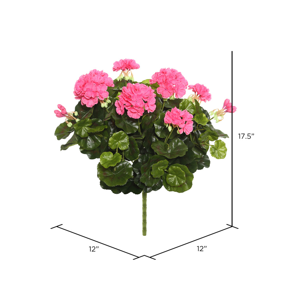 Vickerman 17.5" Artificial Pink Polyester Geranium Bush.