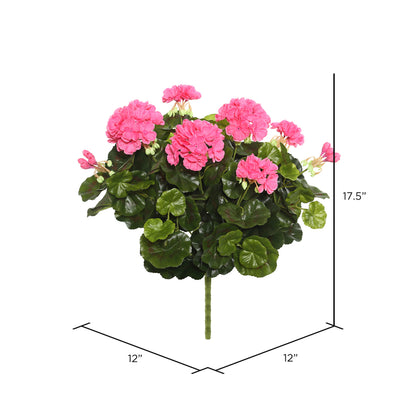 Vickerman 17.5" Artificial Pink Polyester Geranium Bush.