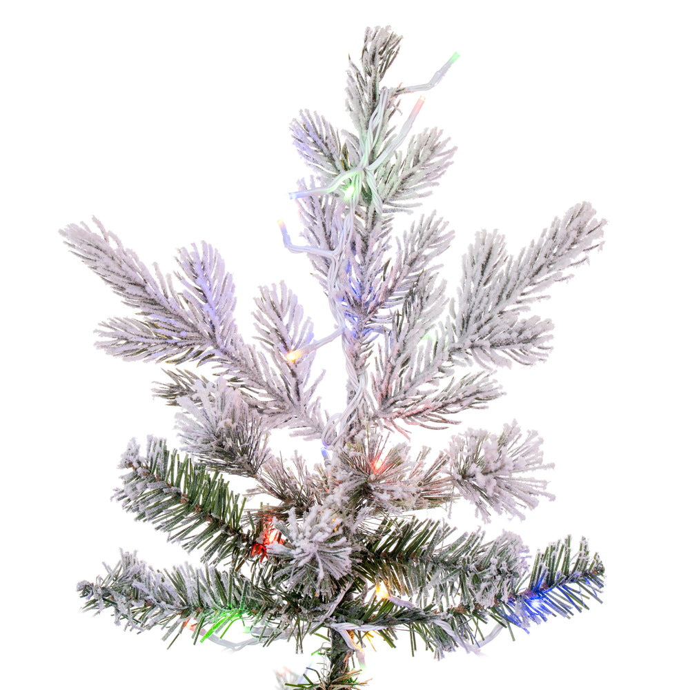 Vickerman 7.5' x 45" Flocked Slim Kiana Artificial Christmas Tree 3mm LED Color Changing Lights