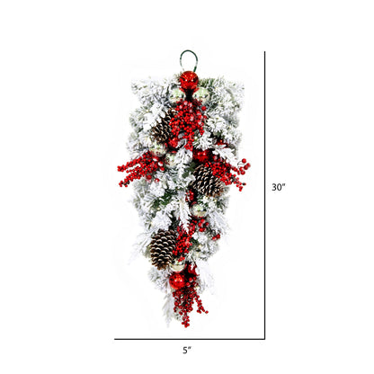 Vickerman 30" Flocked Artificial Christmas Teardrop Unlit