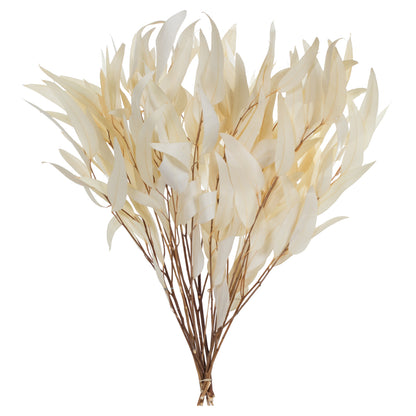Vickerman 18" Bleached Weeping Willow Eucalyptus Foliage Bundle 3.5oz  Preserved