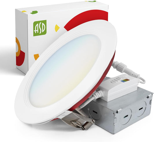 ASD Lighting LED Recessed Mini Panel Fire Rated Round 6inch 15W 120-277V 0-10V Dimmable 2700/3000/3500/4000/5000K with Baffle Trim White ETL Energy Star