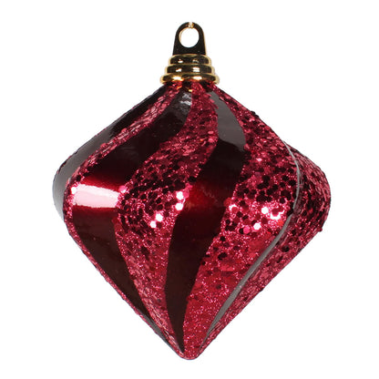 Vickerman 6'' Burgundy Candy/Glitter Swirl Diamond Christmas Ornament