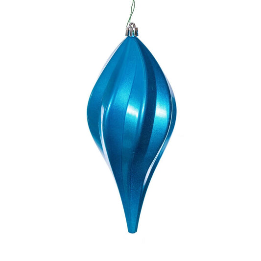 Vickerman 8" Turquoise UV Candy Swirl Drop Christmas Ornament