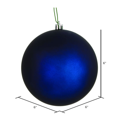 Vickerman 6" Midnight Blue Matte Ball Ornament 4 per Bag