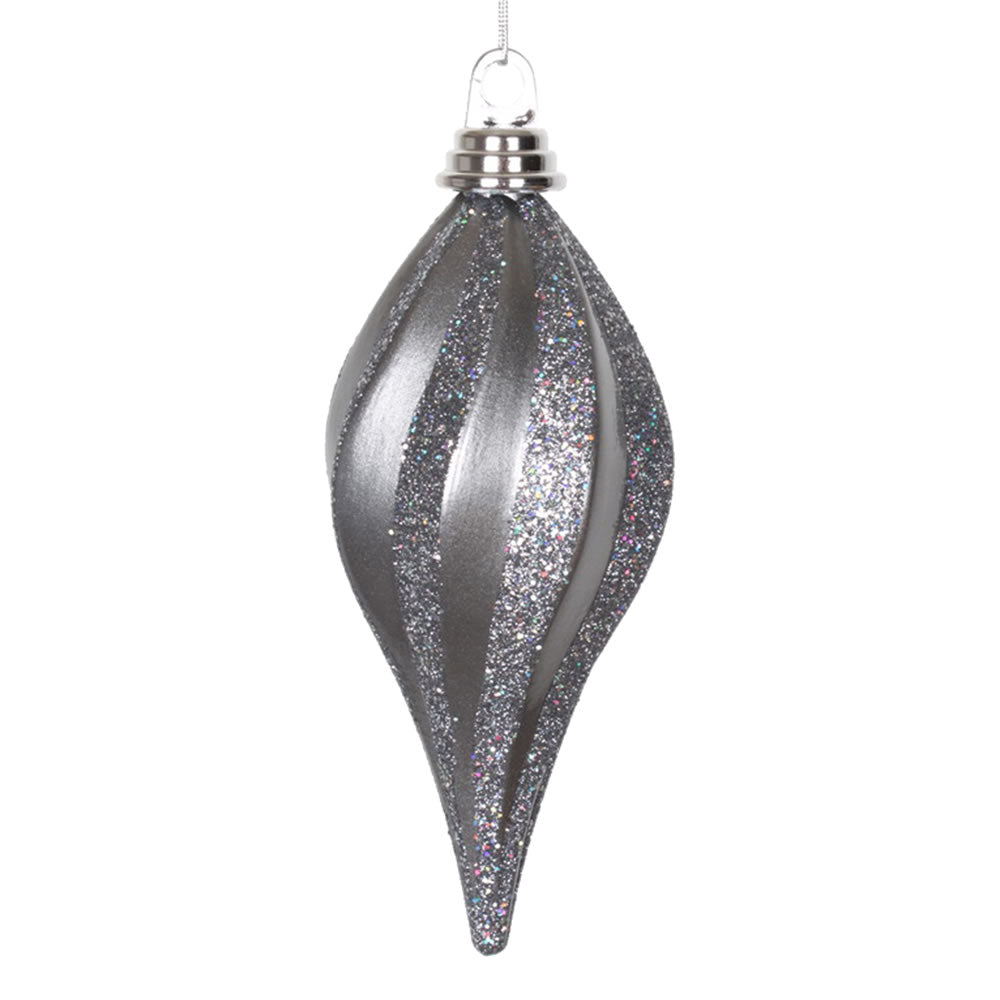 Vickerman 8'' Pewter Glitter Swirl Drop Christmas Ornament