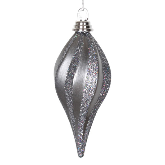 Vickerman 8'' Pewter Glitter Swirl Drop Christmas Ornament