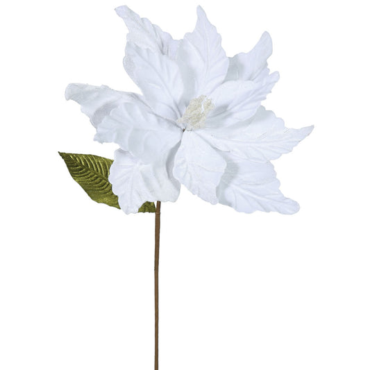 Vickerman 22" White Poinsettia Artificial Christmas Flower 6 per Bag