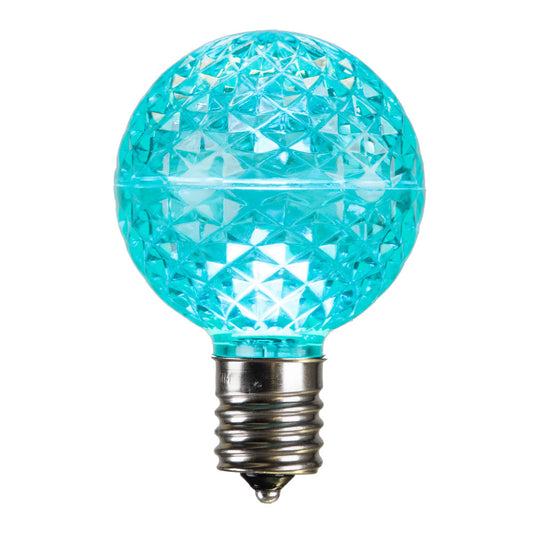 Vickerman G50 LED Teal Faceted Replacement Bulb E17/C9 Nickel Base 10 Bulbs per Pack.