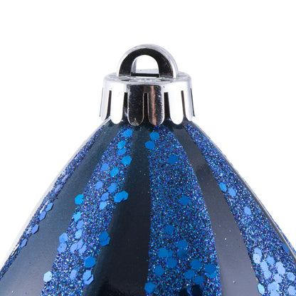 Vickerman 12" Midnight Blue Candy Glitter Swirl Drop Christmas Ornament