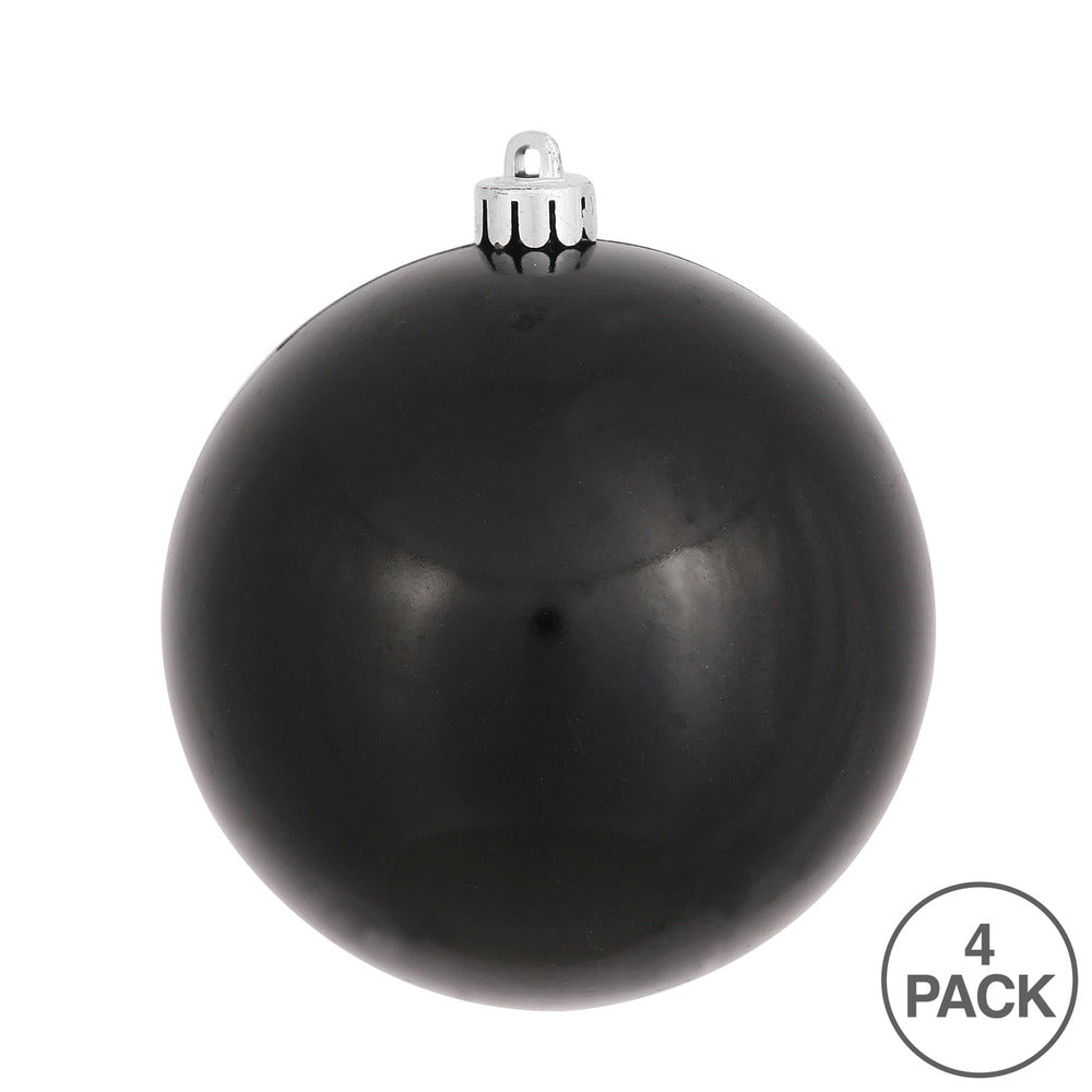 Vickerman 6" Black Candy Ball Ornament 4 per Bag