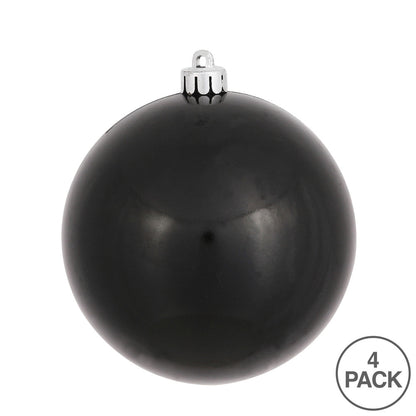 Vickerman 6" Black Candy Ball Ornament 4 per Bag