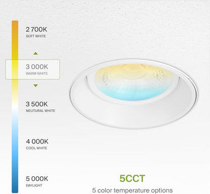 ASD LED Trimless Downlight Gimbal Round 4inch 17W 120V Triac 2700/3000/3500/4000/5000K White ETL