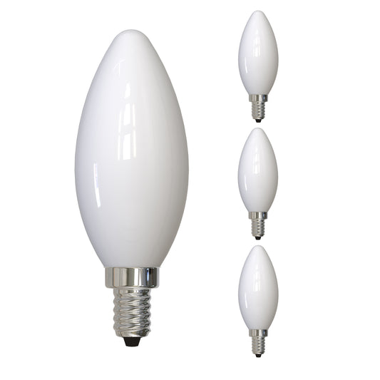 Bulbrite 4W LED LIGHT BULB B11 4000K FILAMENT MILKY FINISH E12 CANDELABRA BASE, DIMMABLE, 4PK