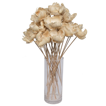 Vickerman Natural Botanicals 2.75" Palm Cap White Wash on Stem. Includes 25 pieces per Pack.