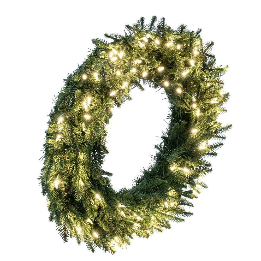 Vickerman 30" Kamas Fraser Fir Artificial Wreath with 70 Dura-Lit® Warm White LED Mini Lights and 480 PE/PVC Tips.